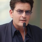 Charlie Sheen speaking at a microphone, March 2009